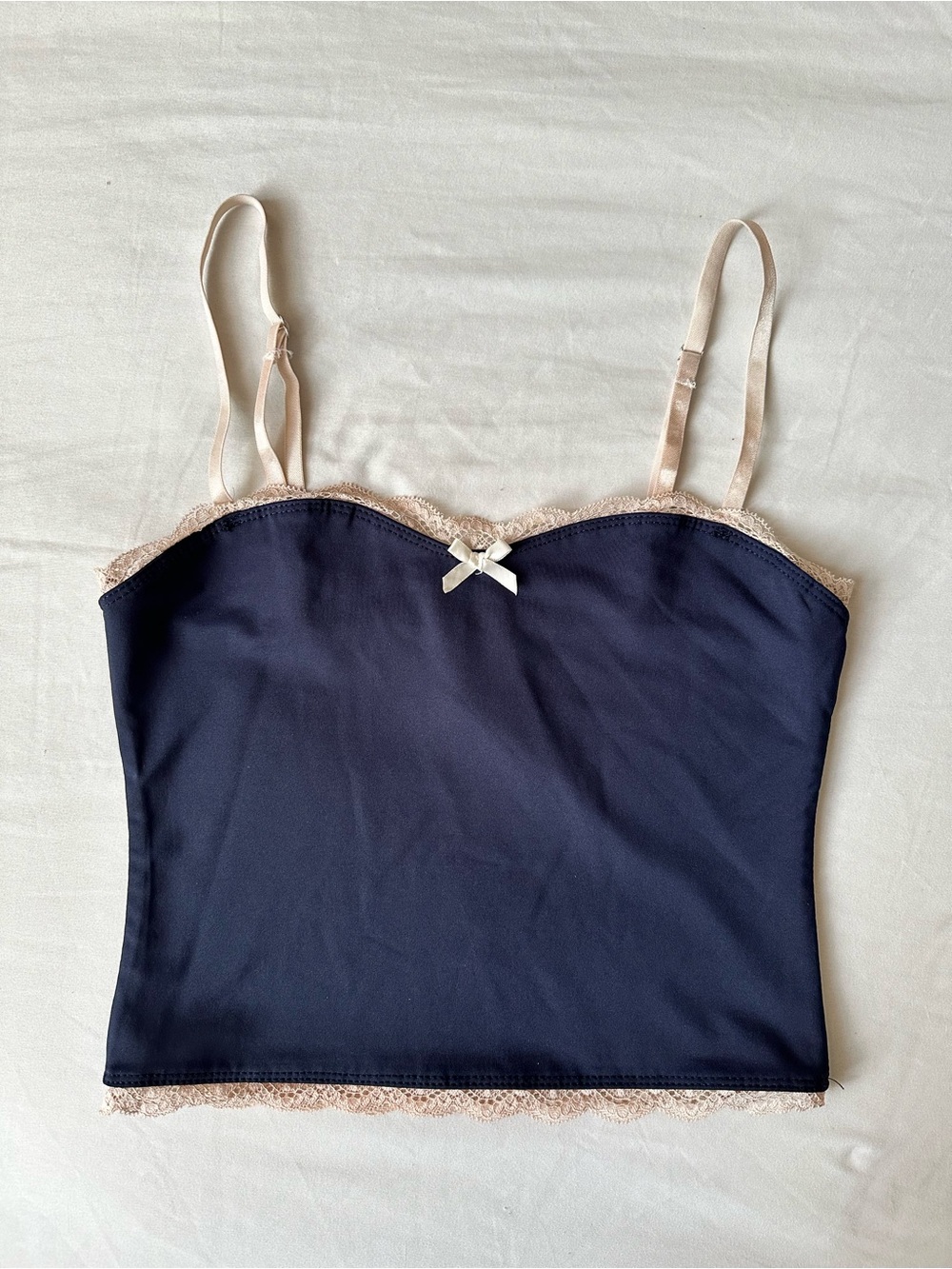 Edikted Navy Camisole with Blush Lace Trim